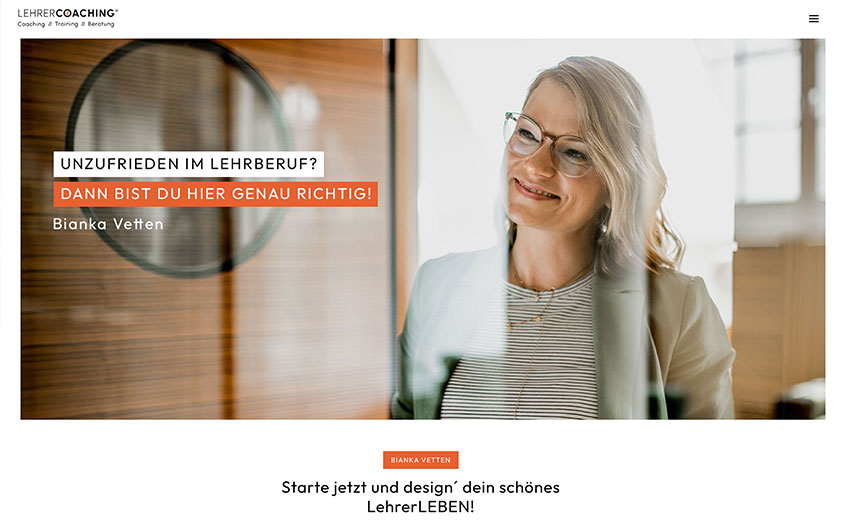 Designtanke - Webagentur Köln - Referenzen Webdesign - Lehrercoaching Bianka Vetten